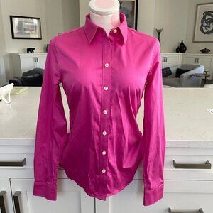 Banana Republic Factory LS Non Iron Button Down Fitted Cotton Shirt Pink Sz 4